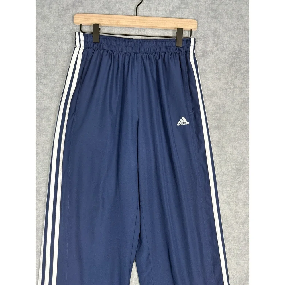 Vintage Y2K Adidas Track Pants Mens L Navy 3 Stripe Ankle Zip Baggy 2005